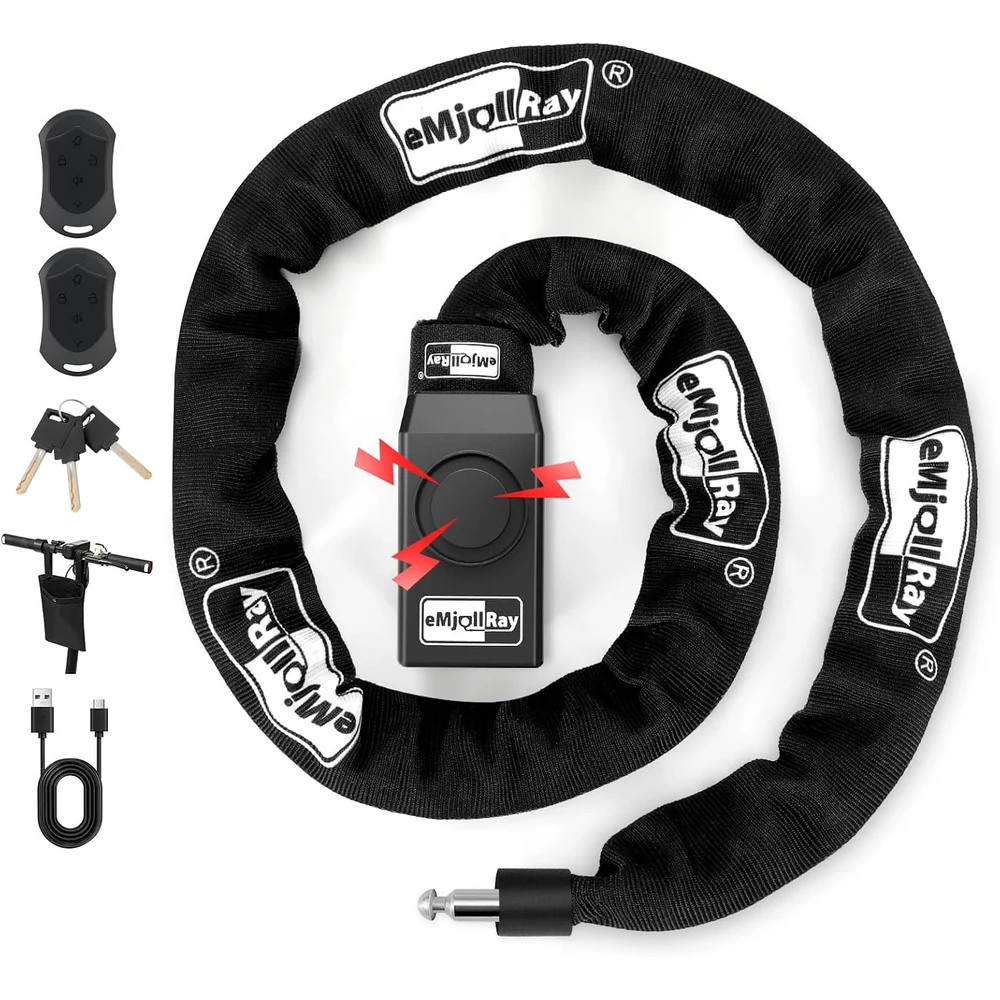 eMjollRay Candado con Alarma 110dB 120cm y Mando a Distancia