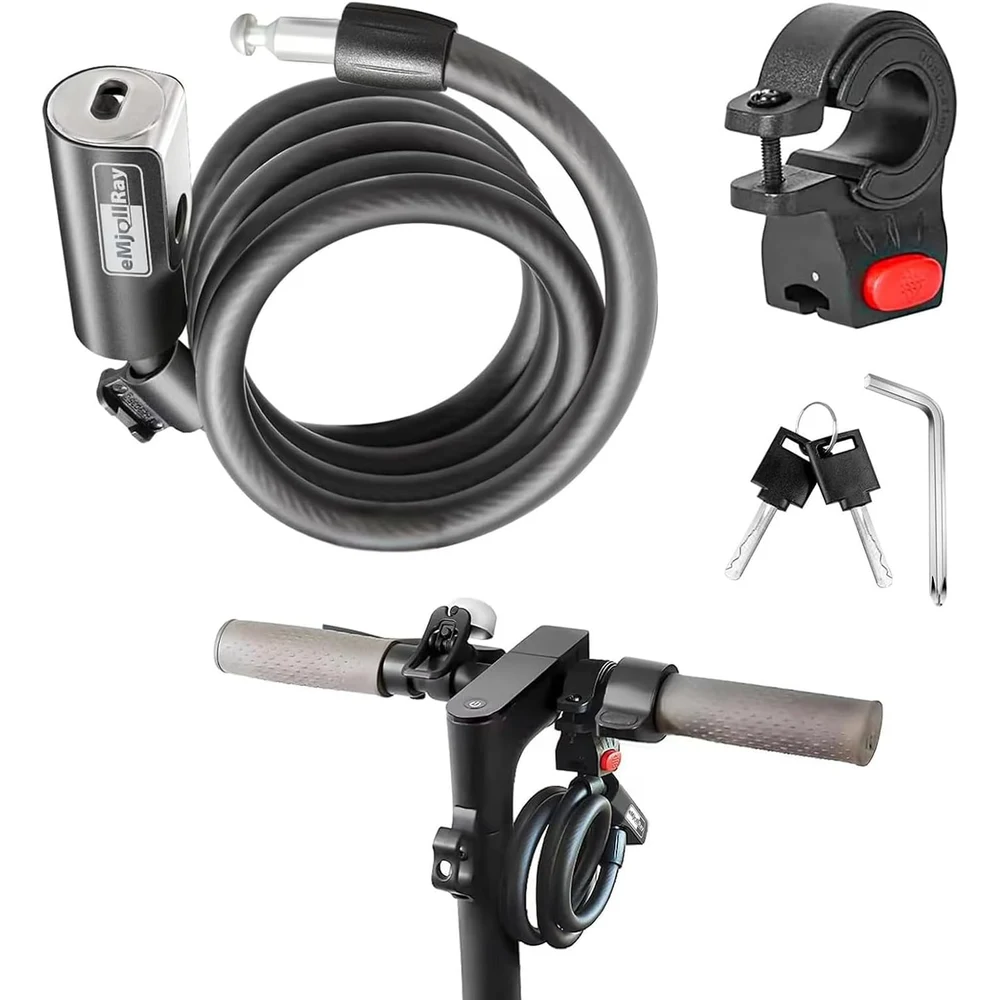 eMjollRay Candado de Cable 120cm con Soporte para Patinete y Bicicleta