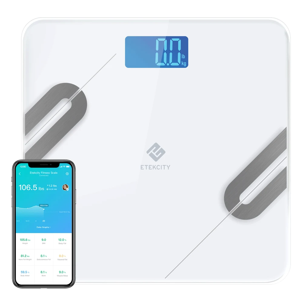 ETEKCITY Báscula inteligente de pesaje de baño digitales con grasa