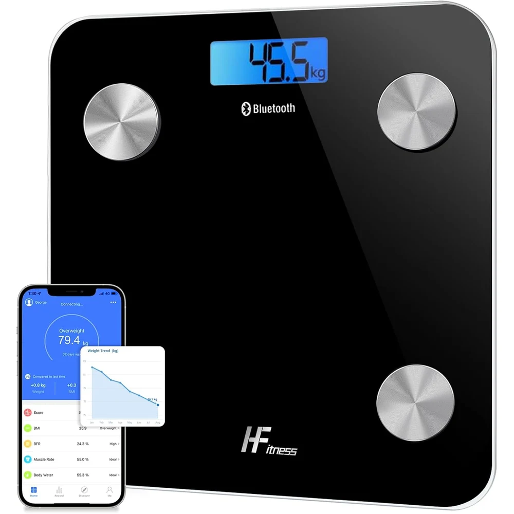 HomeFashion HFitness Báscula de Baño Inteligente 28x28cm, 19 Mediciones foto 1