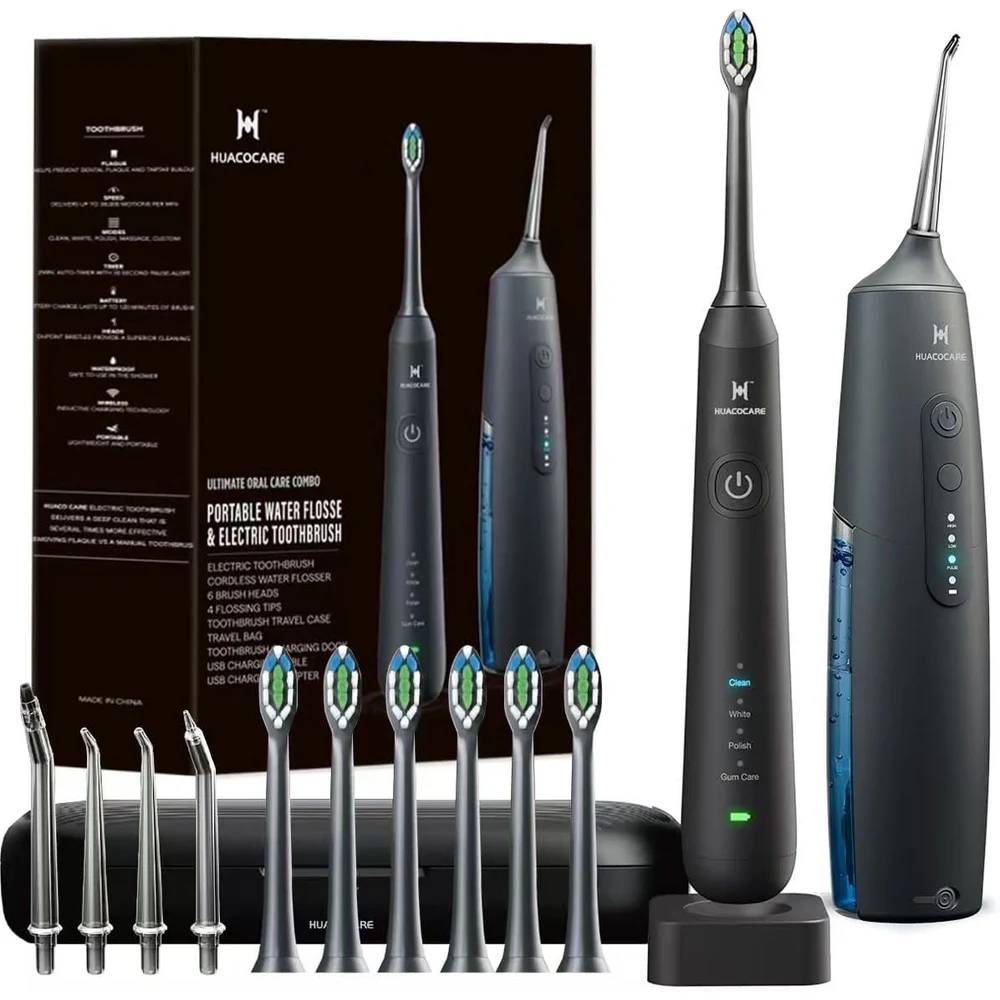 HUACO CARE Irrigador Dental y Cepillo de Dientes Eléctrico 2 en 1 foto 1