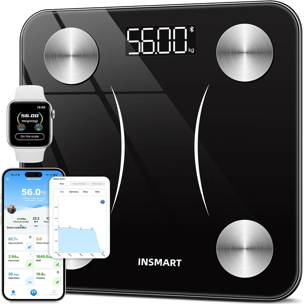 INSMART Báscula de Baño Inteligente, 24 Parámetros, App