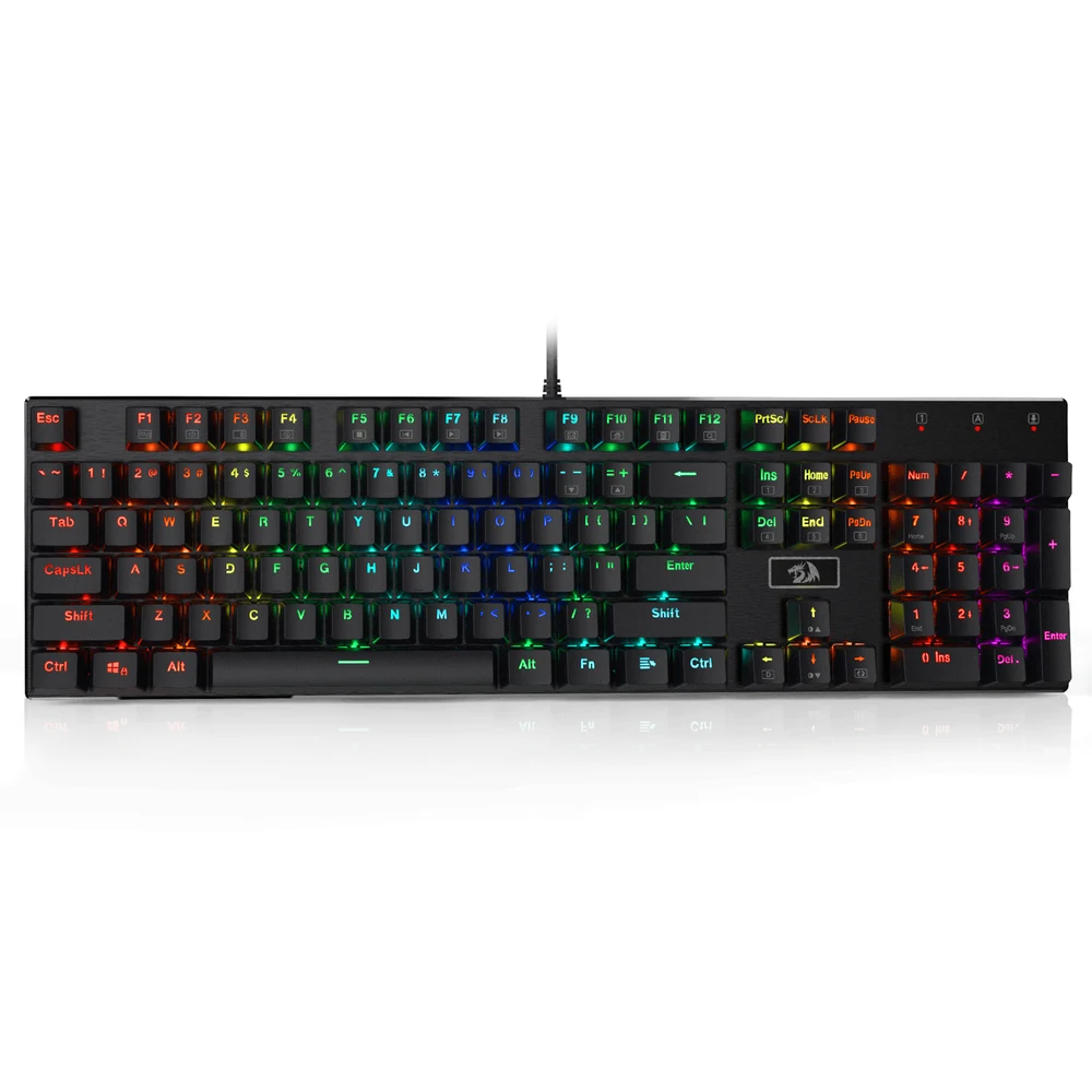 Redragon K556 Teclado Mecánico Cableado RGB Base Aluminio 104 Teclas