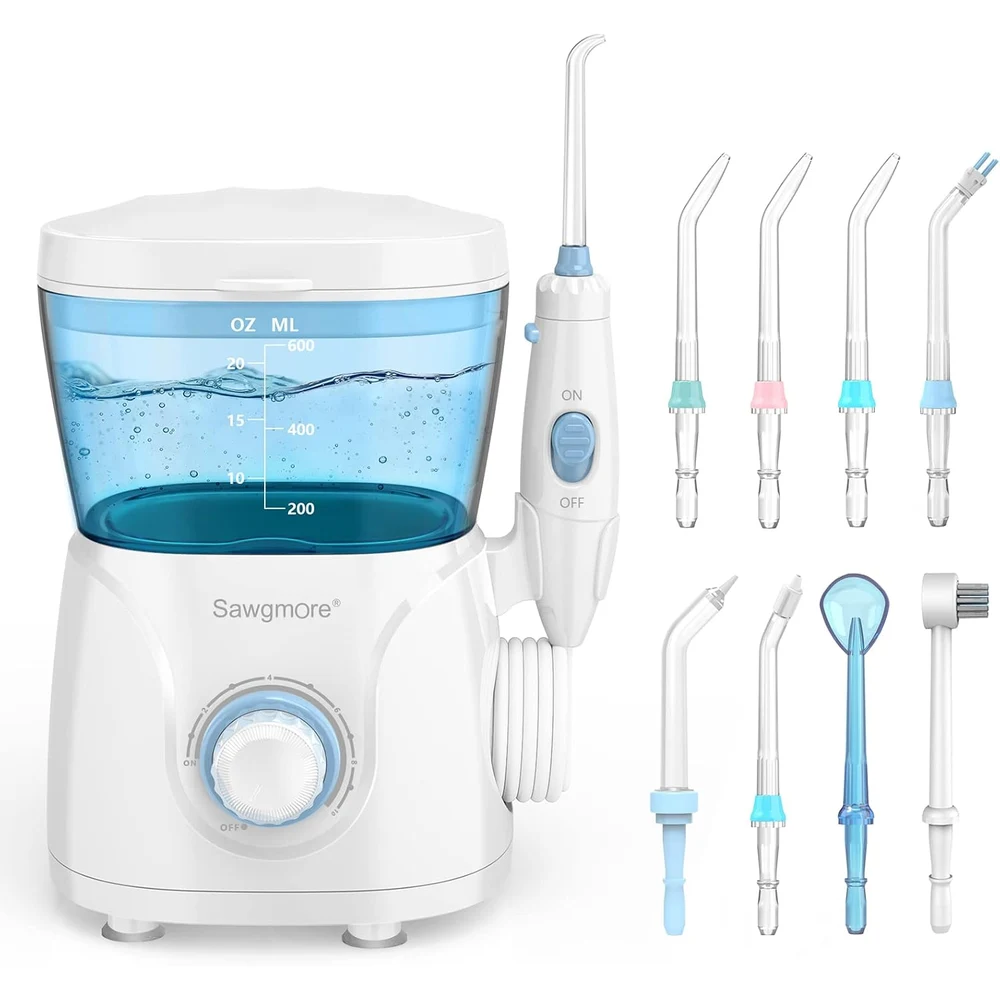 Sawgmore Irrigador Dental Profesional con 8 Boquillas, 600ml