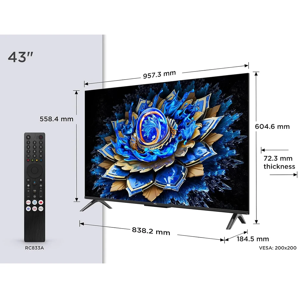 TCL 43T69C 43" QLED 4K Google TV Dolby Atmos foto 1