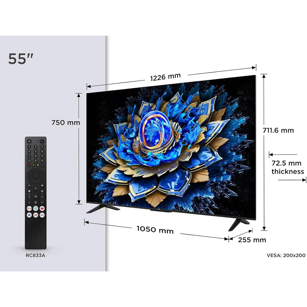 TCL 55T69C 55" QLED 4K Google TV Dolby Atmos