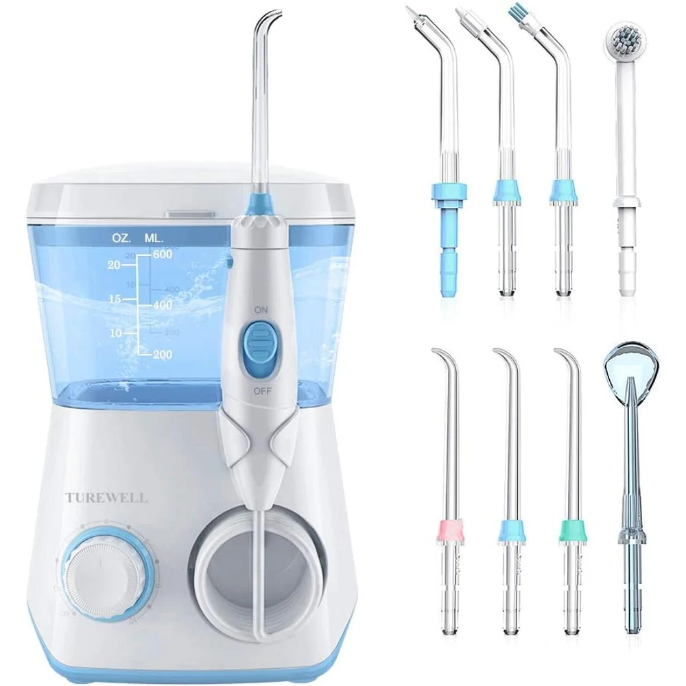 TUREWELL Irrigador Dental con 8 Boquillas, 600ml