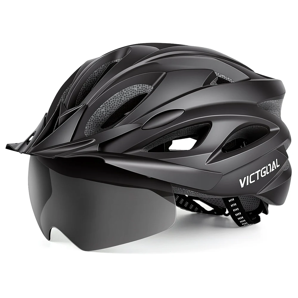VICTGOAL Casco Bicicleta Casco de MTB con Gafas de Seguridad Magnéticas