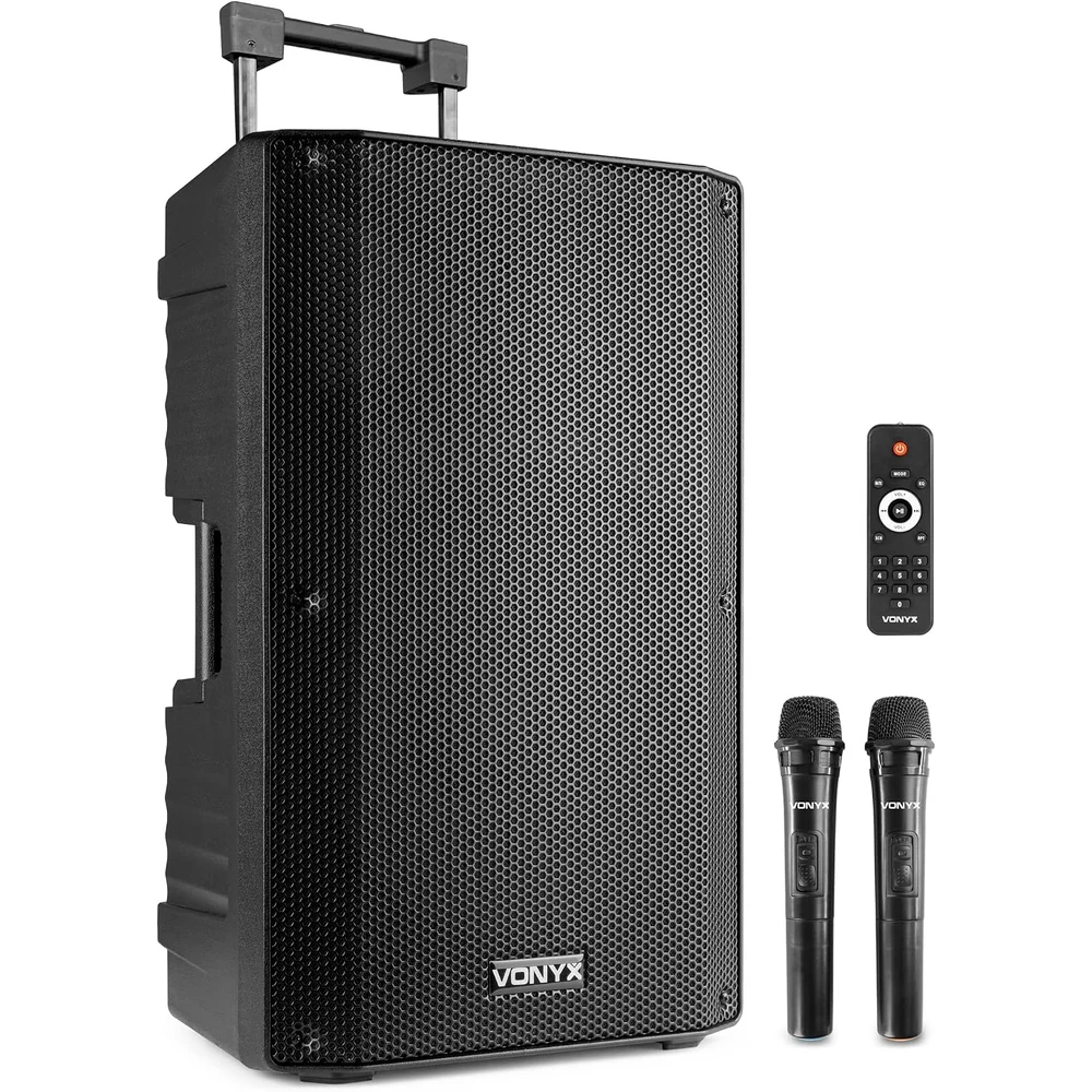 Vonyx VSA700 Altavoz PA 15" 1000W con 2 Micros